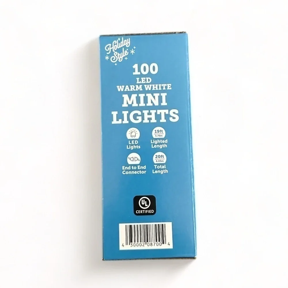 NWT Warm White Mini LED Lights - 20ft String Lights 100 Mini Bulbs- White String